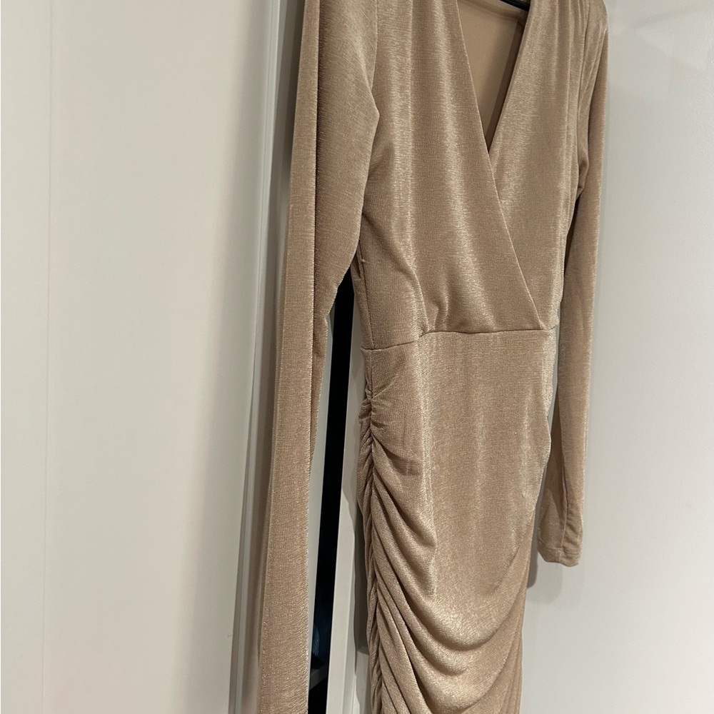 Formal Dress Long-sleeve Beige - Picture 1 of 4